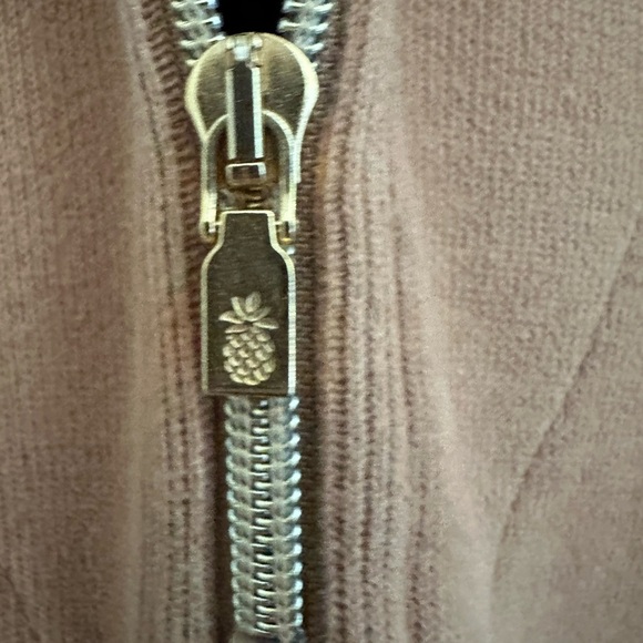 TOMMY BAHAMA Women Sz S Peach Rib Knit Pullover 1/4 Zip Sweater Cotton/Stretch - Picture 3 of 8